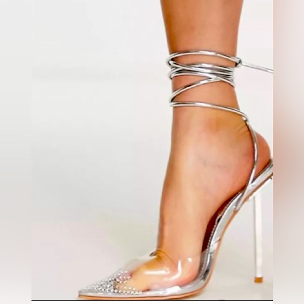 NEW Clear crystal heels size 10